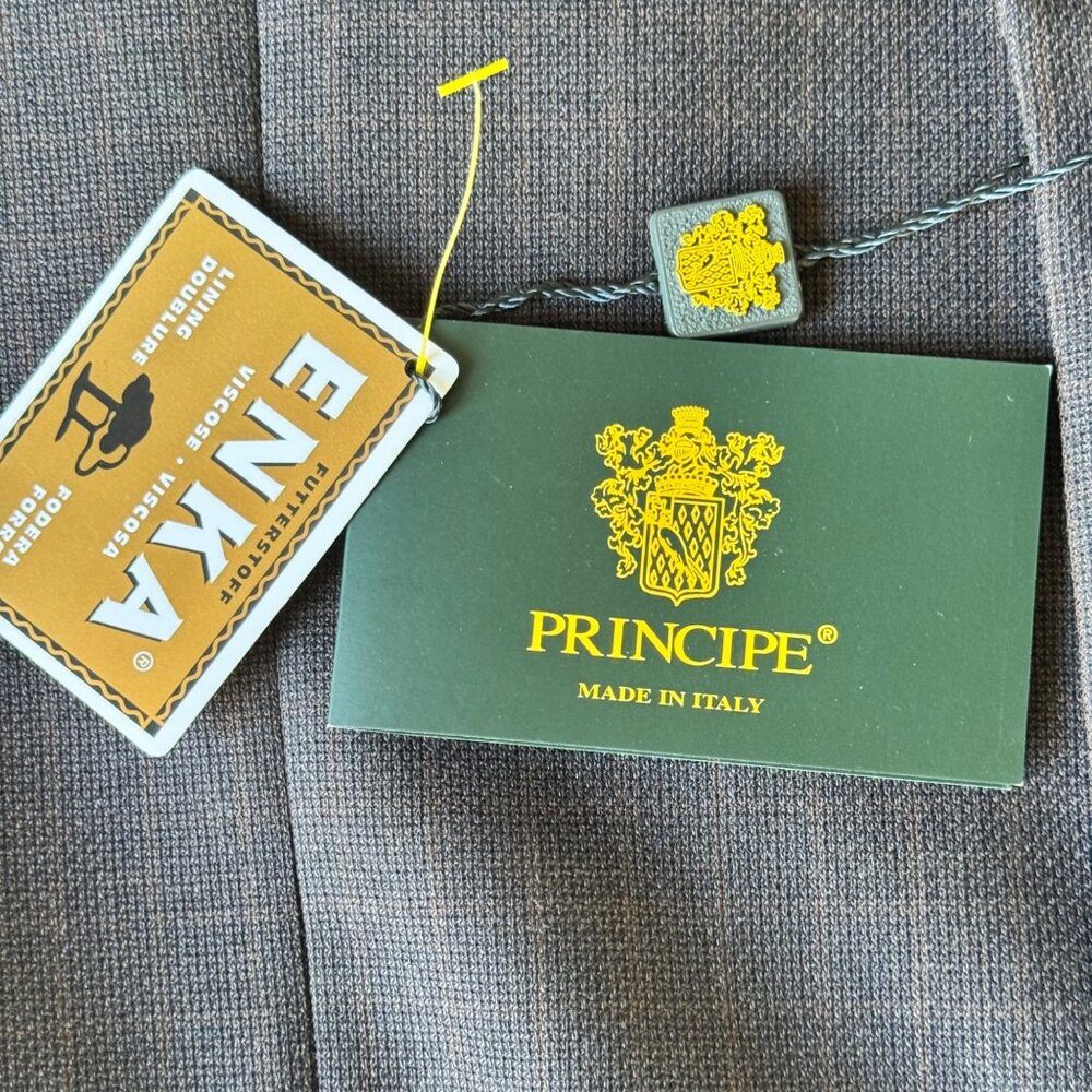 Principe Mens 44R Sport Blazer 100% Wool 3 Button Gray Tan Windowpane Italy New - Picture 8 of 16